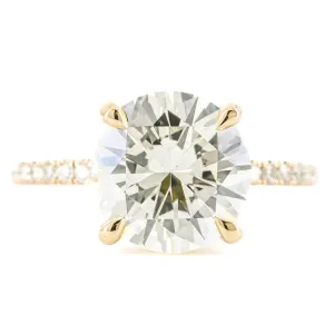 4.18CTW Round Diamond Engagement Ring  - Pav Band - 14K Yellow Gold