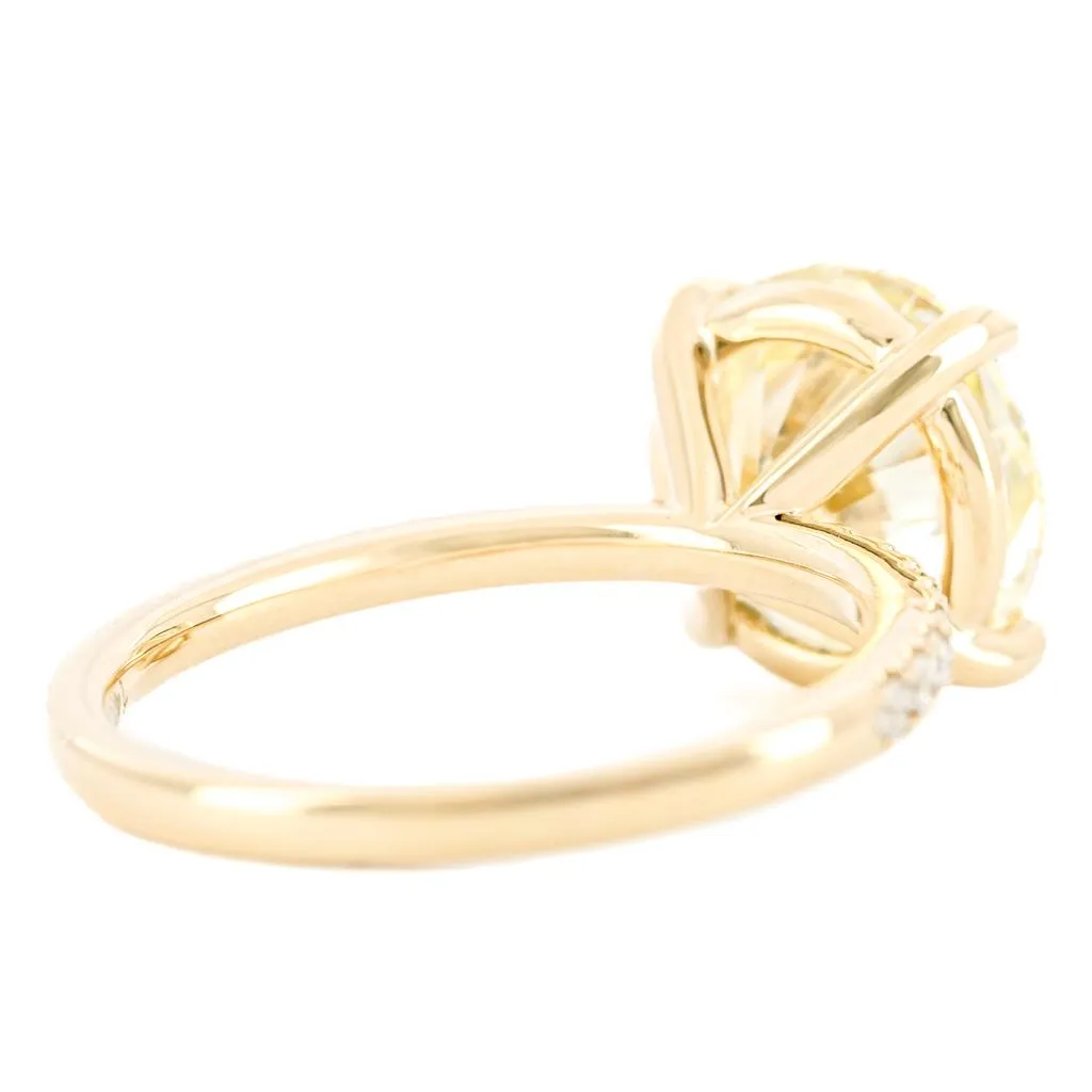 4.18CTW Round Diamond Engagement Ring  - Pav Band - 14K Yellow Gold