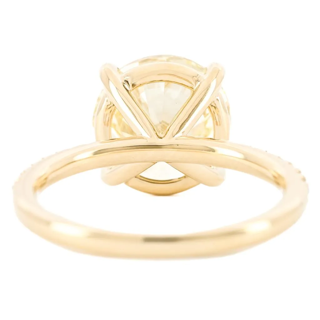 4.18CTW Round Diamond Engagement Ring  - Pav Band - 14K Yellow Gold