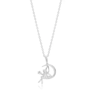 45cm Sterling Silver Fairy on Crescent Moon Pendant on Sterling Silver Chain