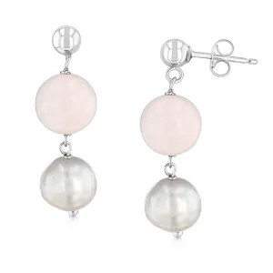 8-9mm Fresh Water Grey Pearl Drop Earrings in Sterling Silver