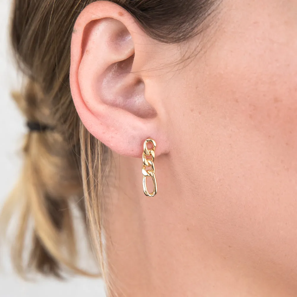 9ct Silverfilled Yellow Gold Curb Link Drop Earrings