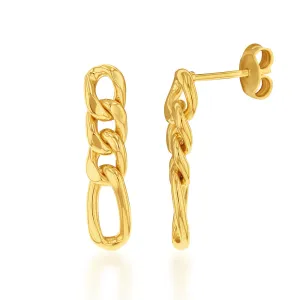 9ct Silverfilled Yellow Gold Curb Link Drop Earrings