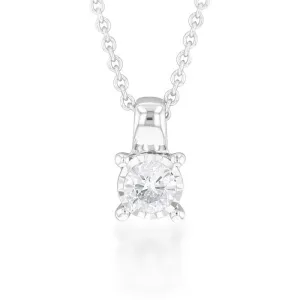 9ct White Gold 1/5 Carat Diamond Pendant on 45cm Chain