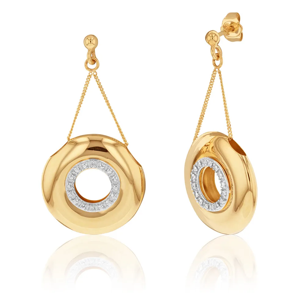 9ct Yellow and White Gold Diamond Earrings