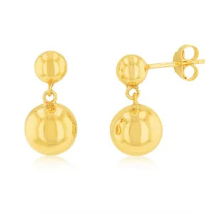 9ct Yellow Gold 5mm And 8mm Ball Drop Earrings