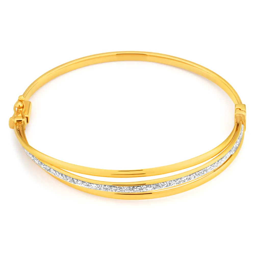 9ct Yellow Gold Bangle 65mm With Stardust Enamel Feature