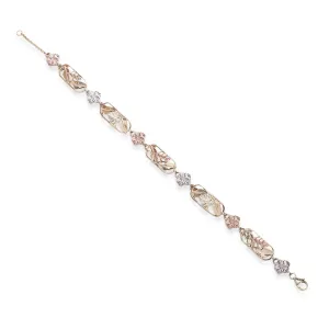 Adjustable 7.25-8.25" Hawaiian Gardens Hibiscus Bracelet in Four Tone Gold with Diamonds