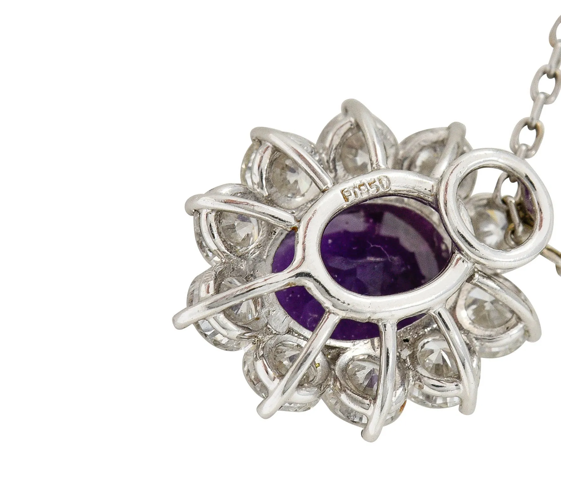 Amethyst 1.50 CTW Diamond Platinum Cluster Pendant Necklace