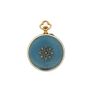 Antique 18KT Yellow Gold Enamel Watch Pendant