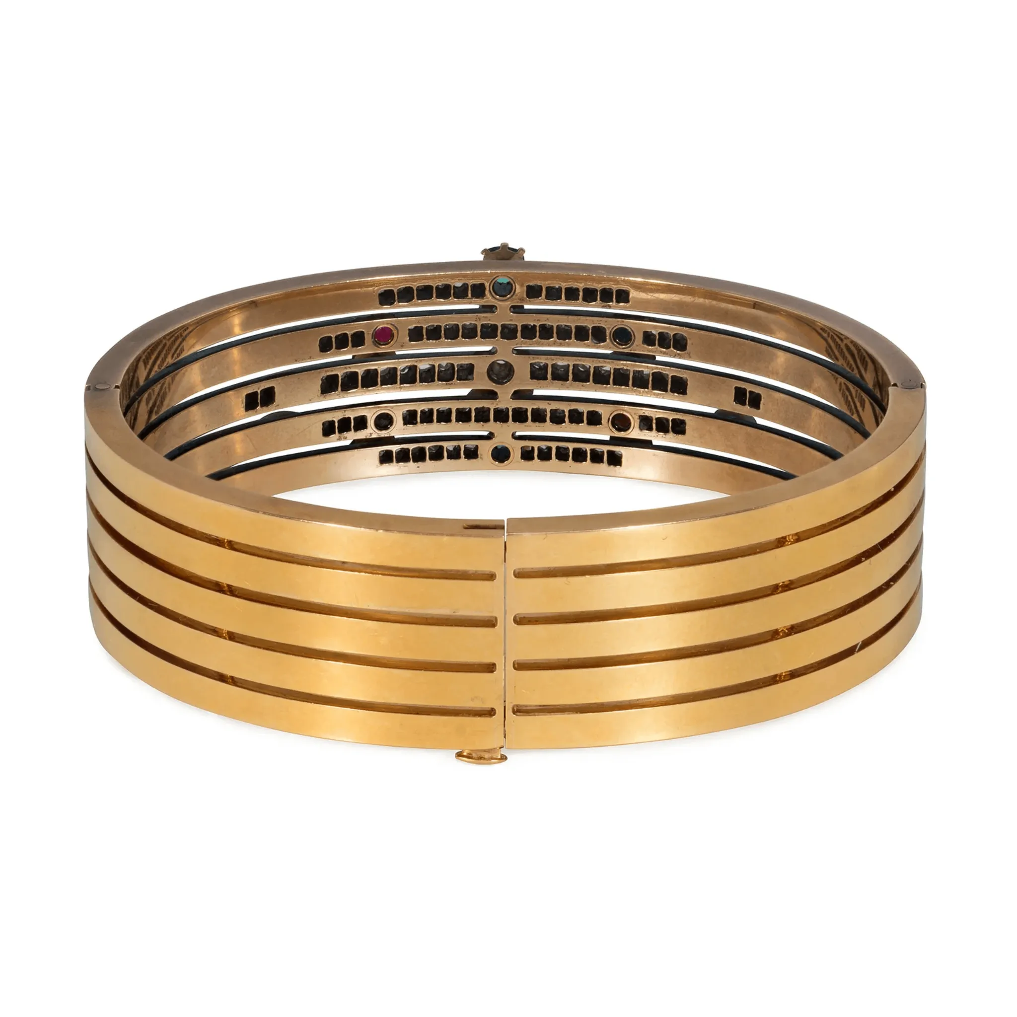 Antique 18KT Yellow Gold Multigem Bangle Bracelet