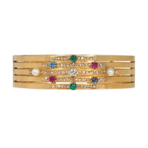 Antique 18KT Yellow Gold Multigem Bangle Bracelet