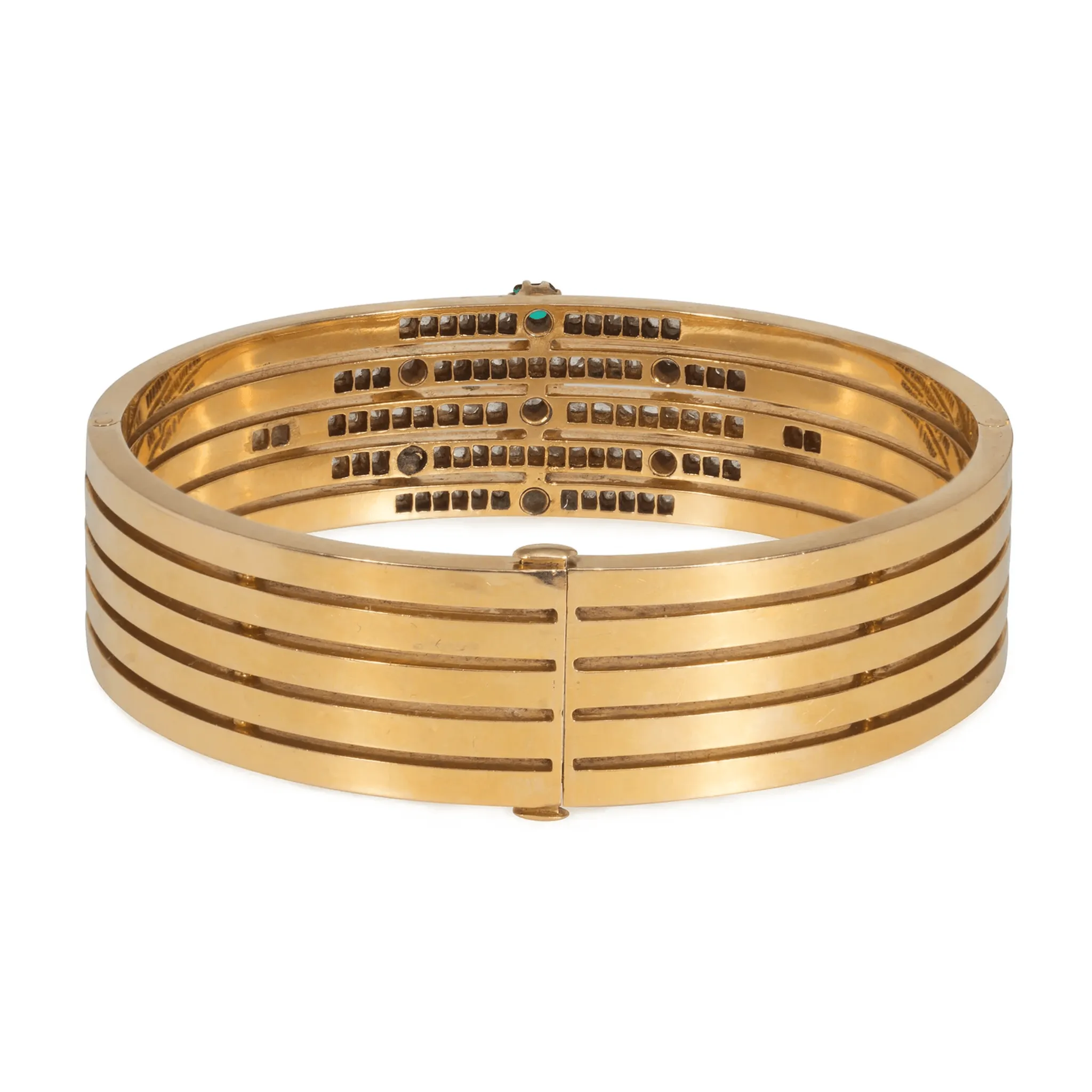 Antique 18KT Yellow Gold Multigem Bangle Bracelet