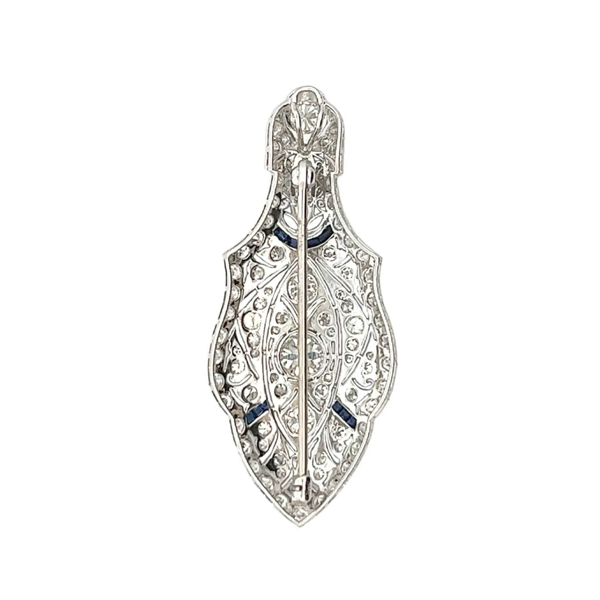 Antique Platinum Diamond & Sapphire Brooch/Pendant