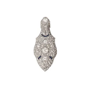 Antique Platinum Diamond & Sapphire Brooch/Pendant