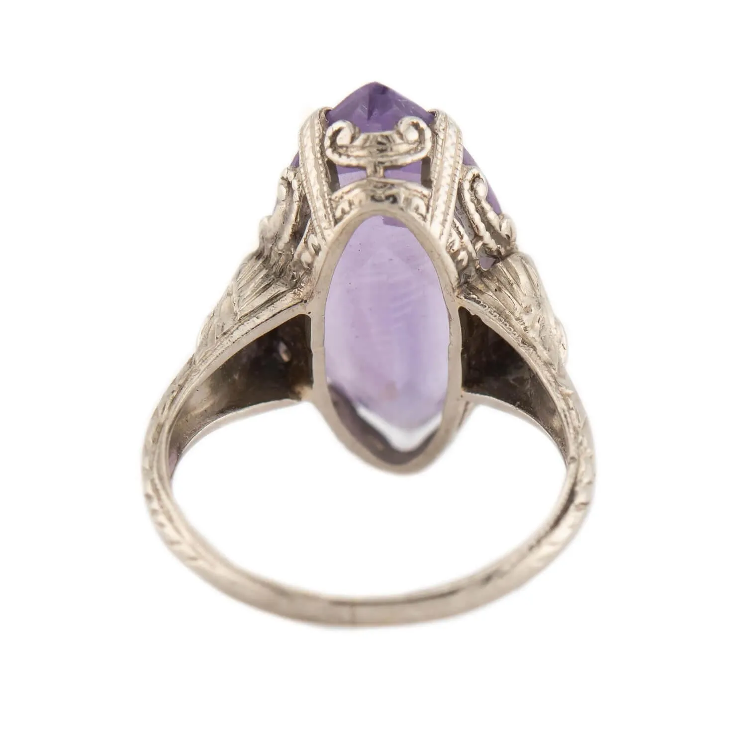 Art Deco 14k Amethyst Navette Ring
