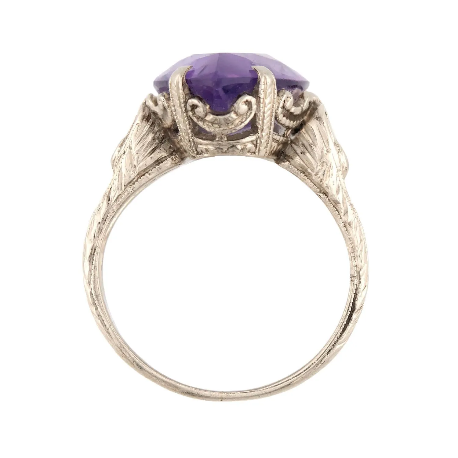 Art Deco 14k Amethyst Navette Ring