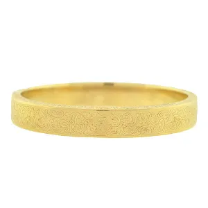 Art Deco 14kt Etched Gold Hinged Bangle Bracelet
