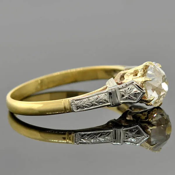 Art Deco 18kt Mixed Metals Diamond Engagement Ring 1.26ct