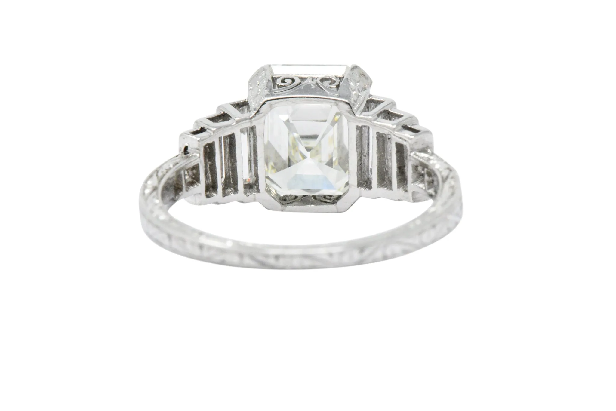 Art Deco 3.64 CTW Asscher Cut Diamond & Platinum Engagement Ring GIA