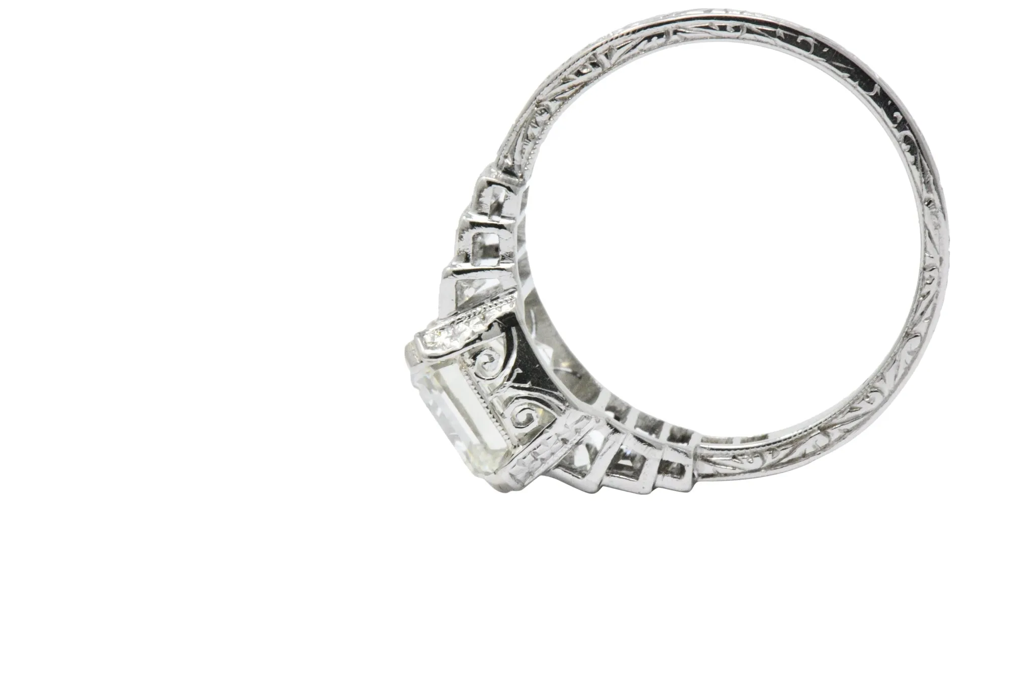 Art Deco 3.64 CTW Asscher Cut Diamond & Platinum Engagement Ring GIA