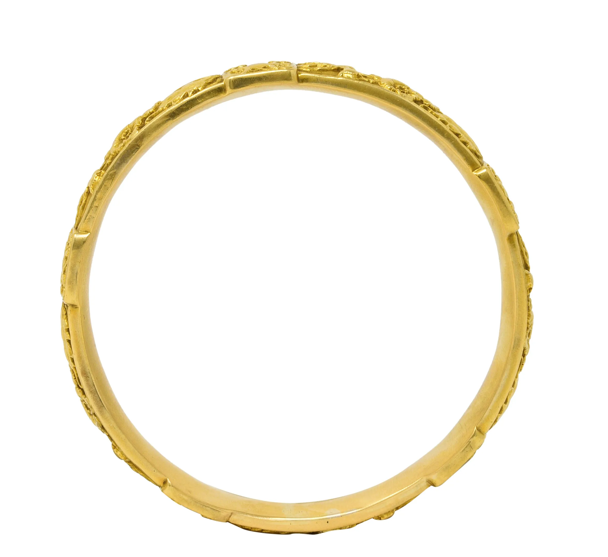 Art Nouveau 18 Karat Yellow Gold Poppy Flower Antique Bangle Bracelet