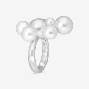 Assael 18K White Gold South Sea & Japanese Akoya Cultured Pearls Multi Bubble Ring Sz. 7 RBUMS-9