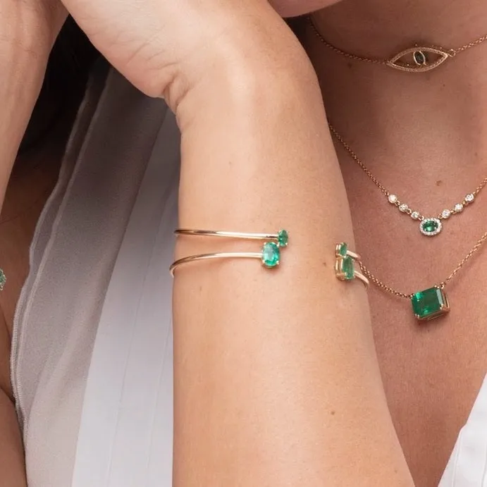 Bangle Bracelet with Emeralds - 1.60ct TW