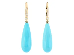 Beladora 'Bespoke' Turquoise and Diamond Dangle Earrings in 18K Gold
