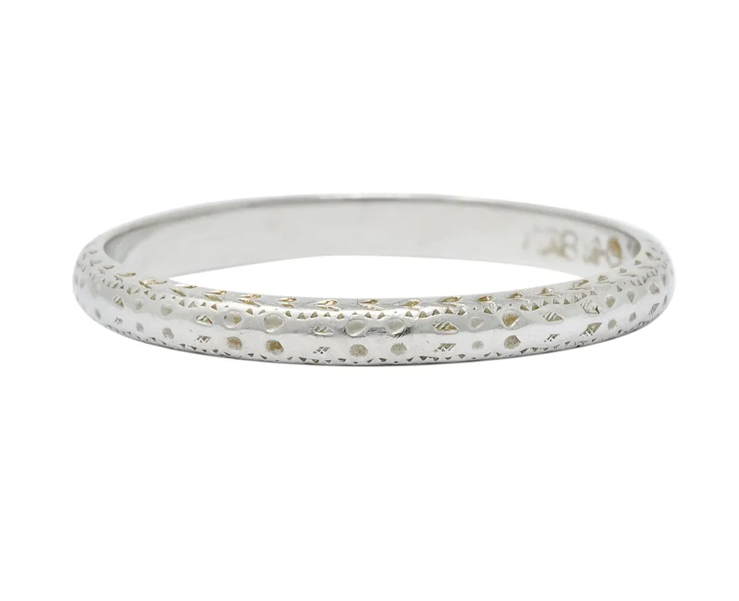 Bernstein Jewelry Co. Art Deco 18 Karat White Gold Stacking Band Ring