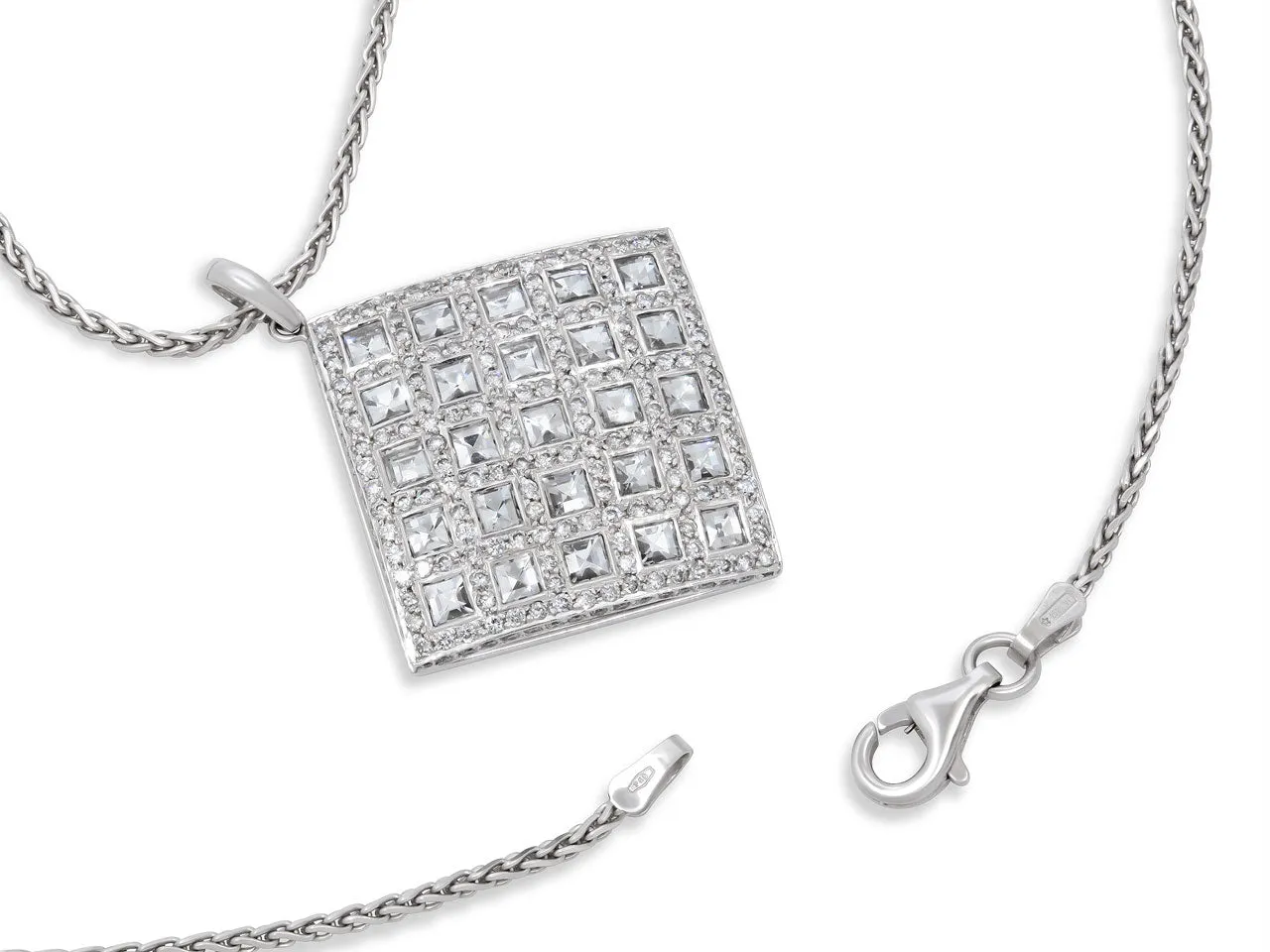 Bez Ambar Blaze-cut Diamond Pendant in 18K White Gold
