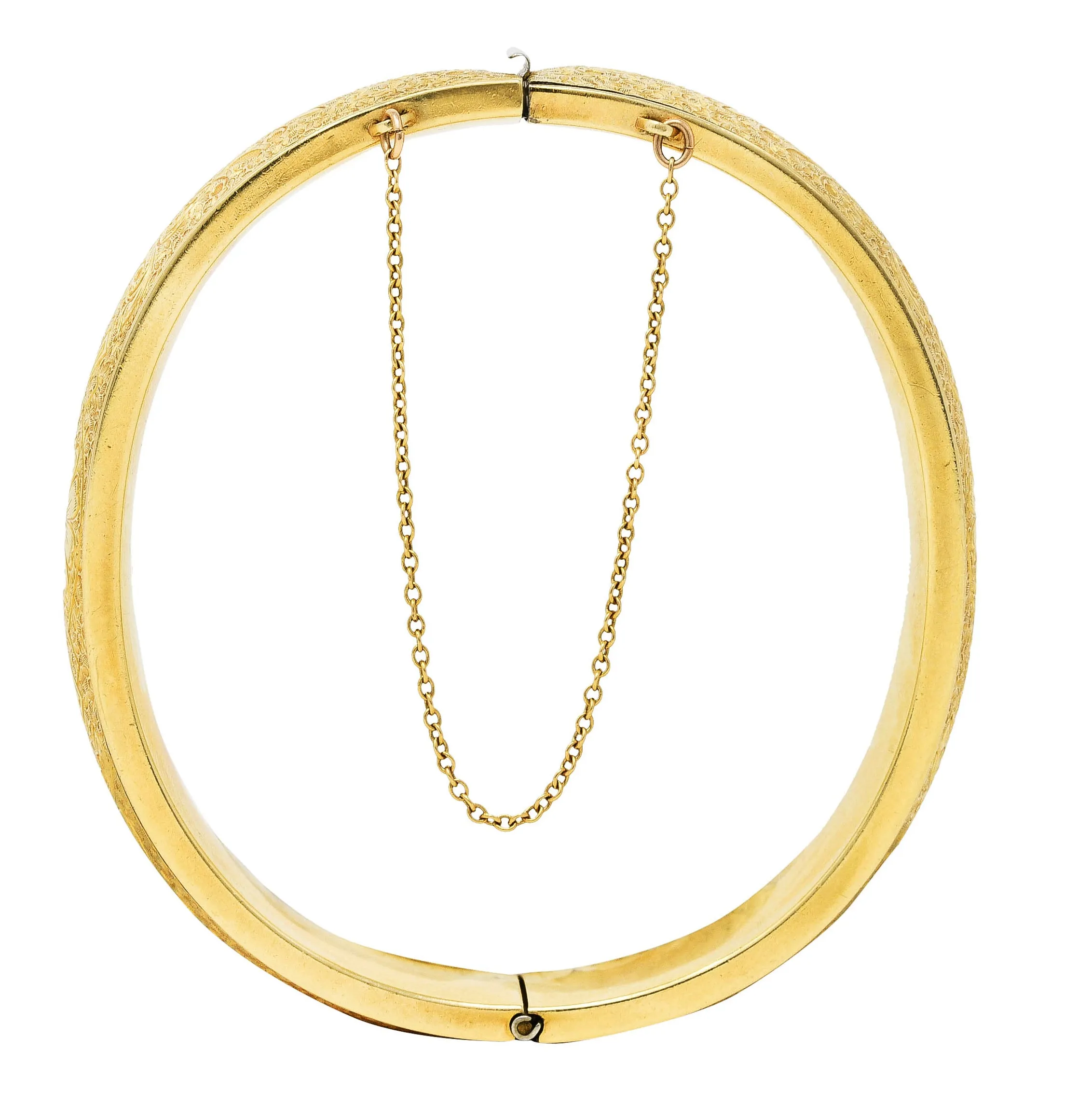 Binder Bros. Retro 14 Karat Yellow Gold Floral Bangle Bracelet