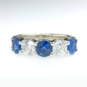 Blue Sapphire & Diamond Accented Gemstone Ring in 14K White Gold