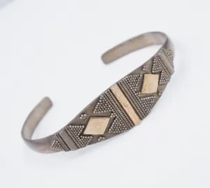 BOHO Sterling Silver and 22k Gold Cuff Bracelet 6.75" BS2888