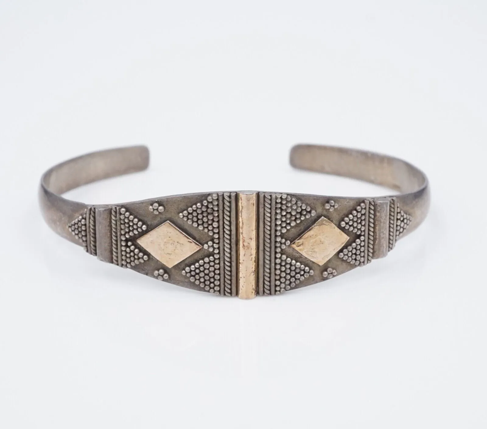 BOHO Sterling Silver and 22k Gold Cuff Bracelet 6.75" BS2888