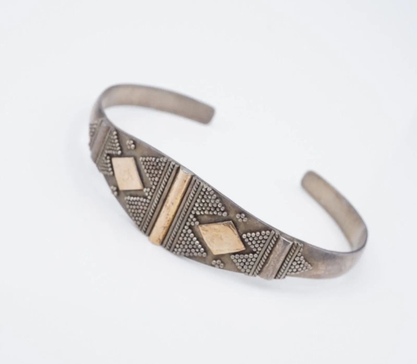 BOHO Sterling Silver and 22k Gold Cuff Bracelet 6.75" BS2888