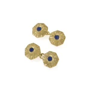 Boucheron Paris 1960s 18KT Yellow Gold Sapphire Cufflinks