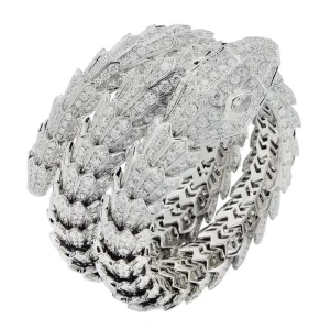 Bulgari Post-1980s 18KT White Gold Diamond Serpenti Bracelet