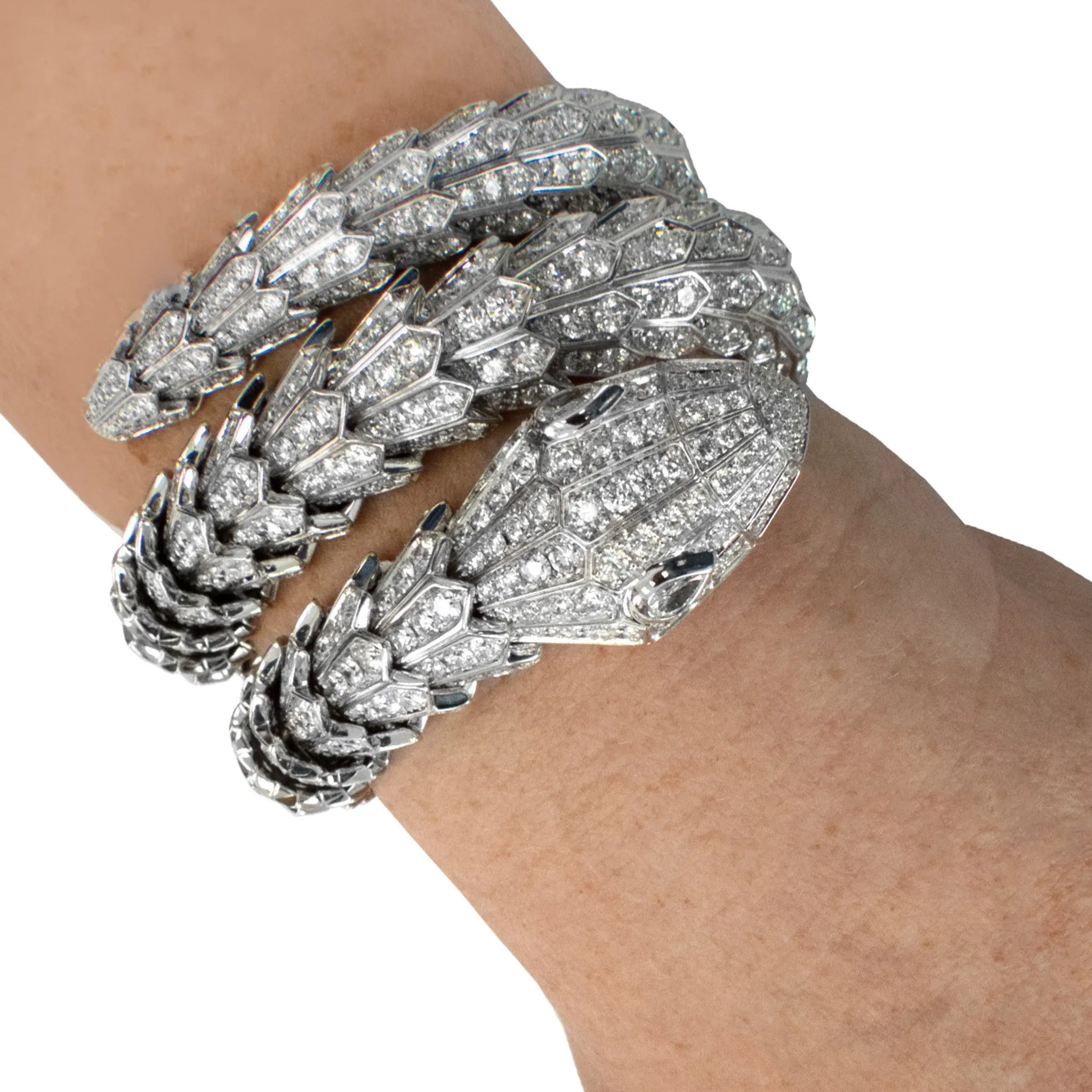 Bulgari Post-1980s 18KT White Gold Diamond Serpenti Bracelet