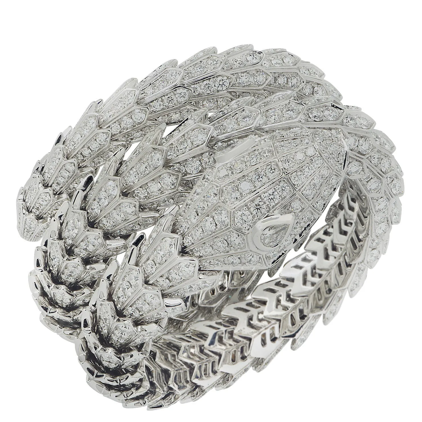 Bulgari Post-1980s 18KT White Gold Diamond Serpenti Bracelet