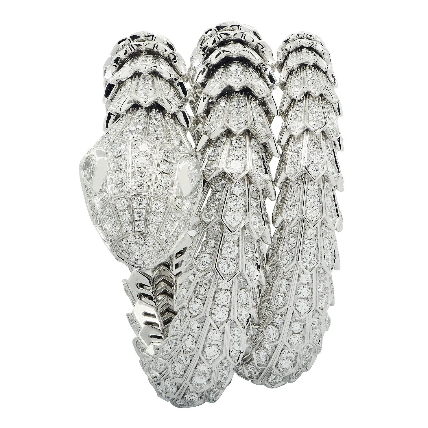 Bulgari Post-1980s 18KT White Gold Diamond Serpenti Bracelet