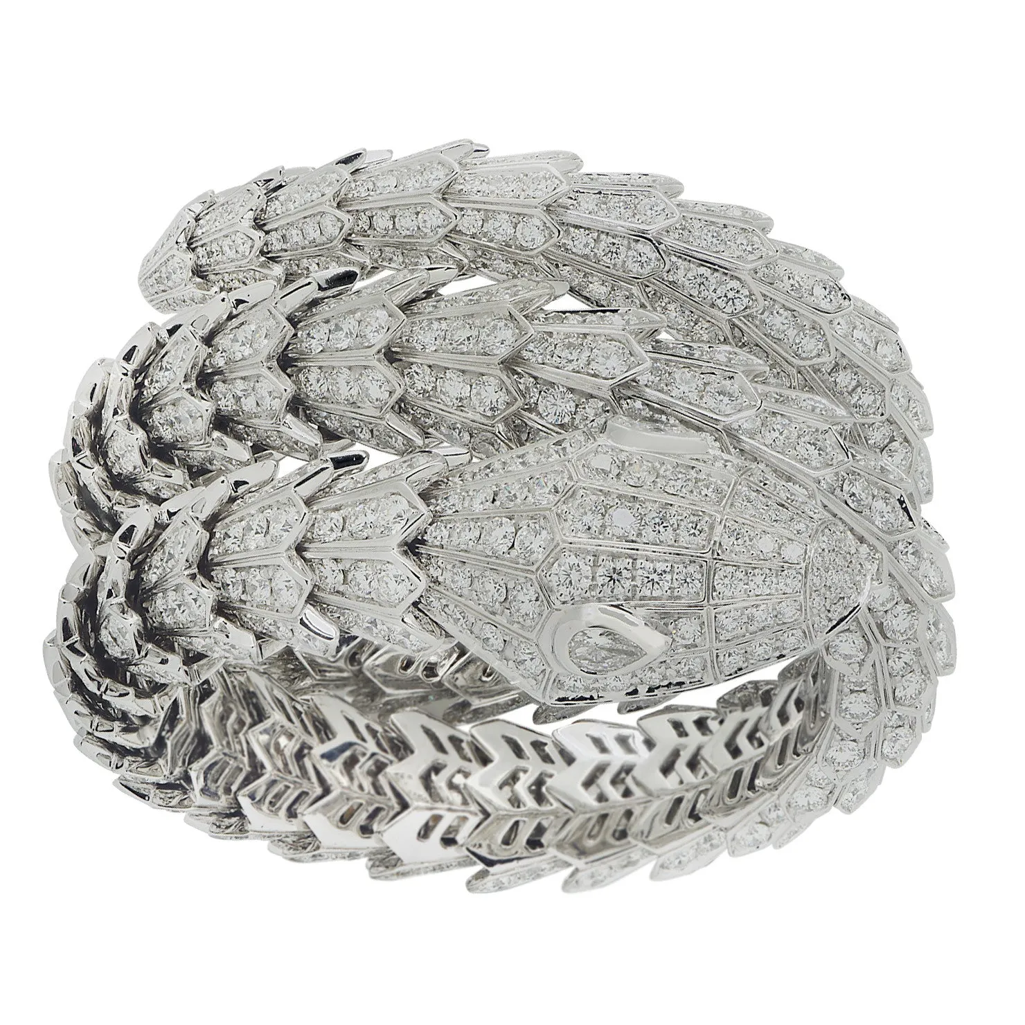 Bulgari Post-1980s 18KT White Gold Diamond Serpenti Bracelet
