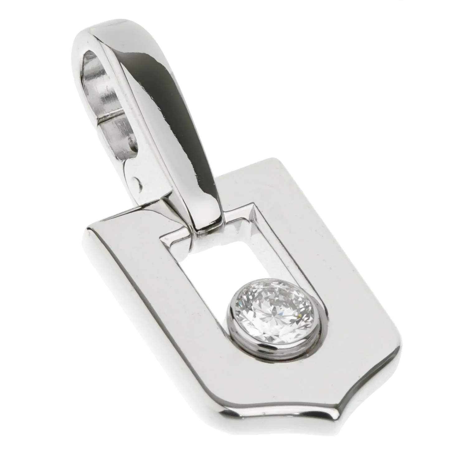 Cartier Diamond White Gold Solitaire Charm Pendant