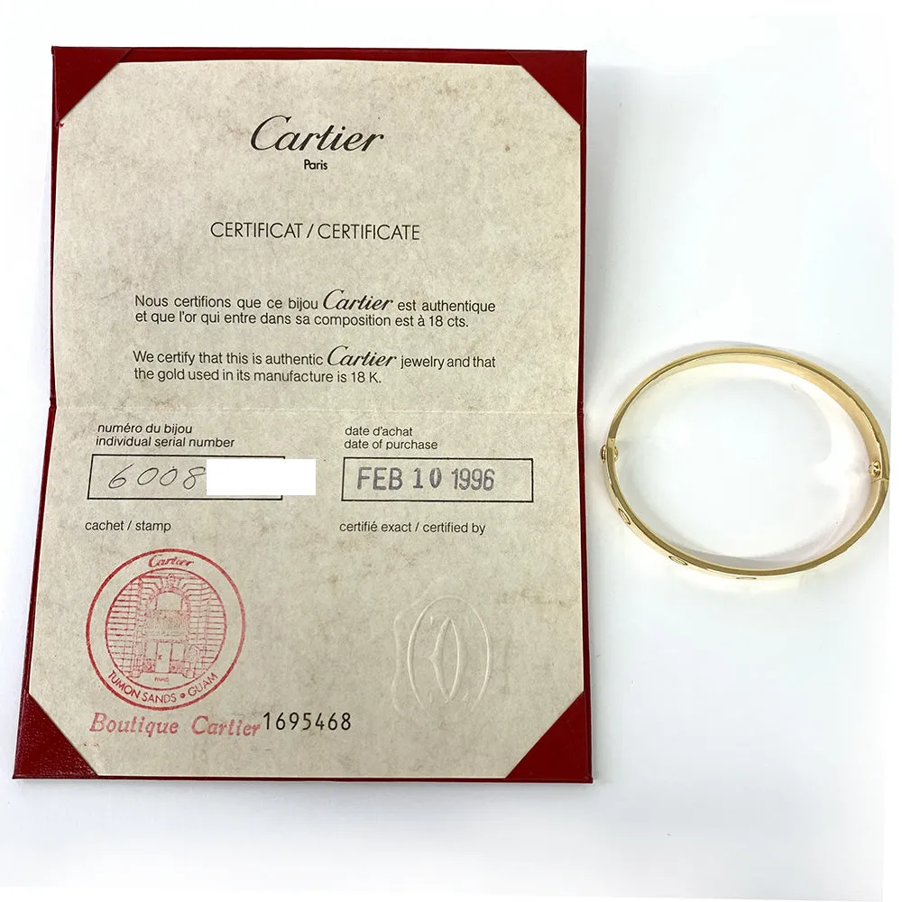 Cartier Love Bracelet 18k Yellow Gold Pre-owned