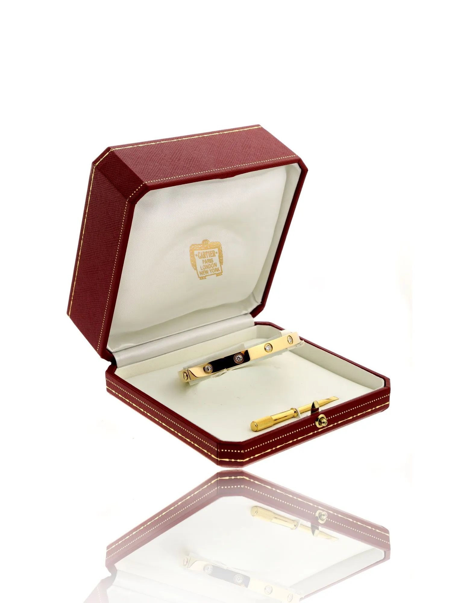 Cartier Love Diamond Bangle Bracelet in 18k Yellow Gold Sz 19