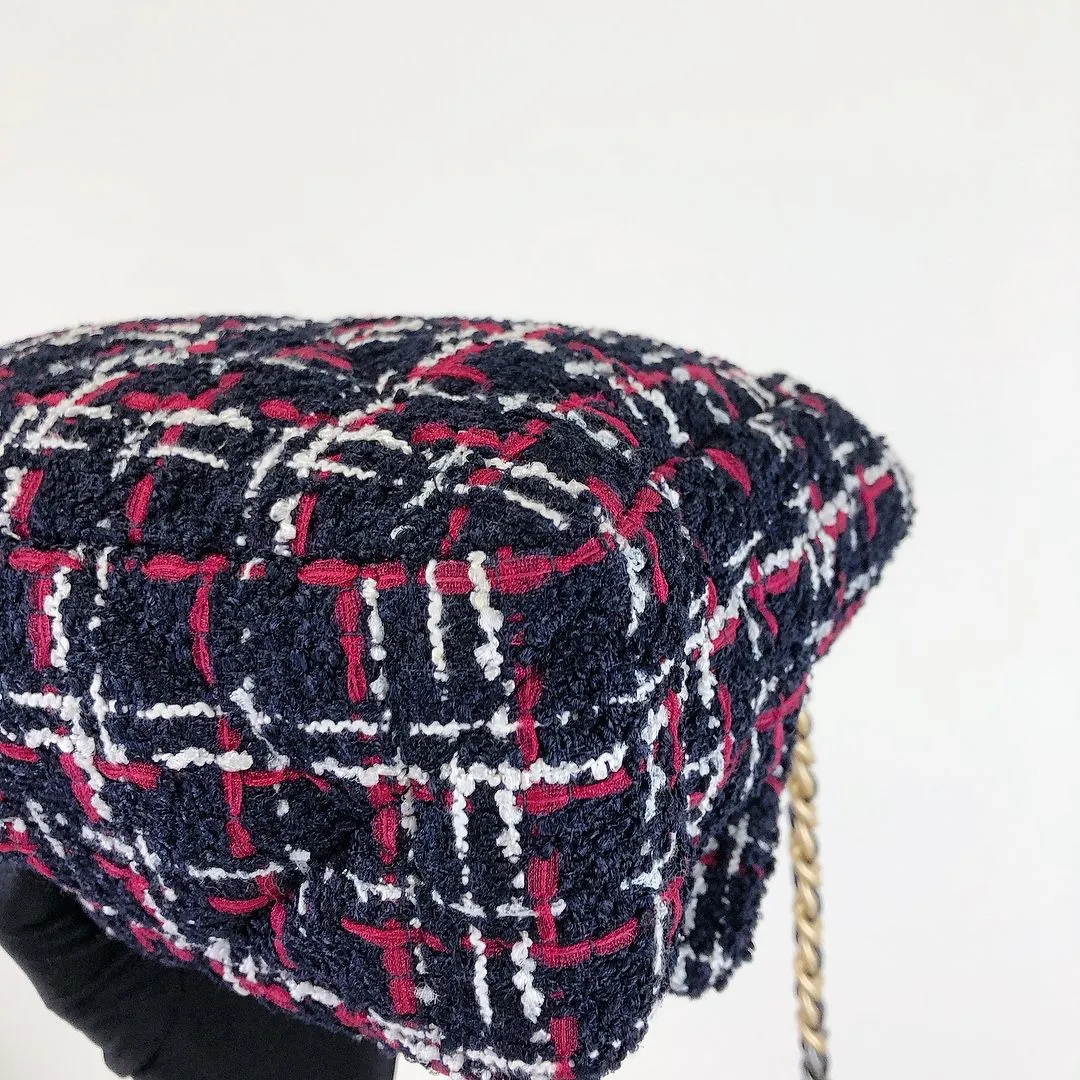 Chanel 19 Navy, Red Tweed Mixed Hardware - Large
