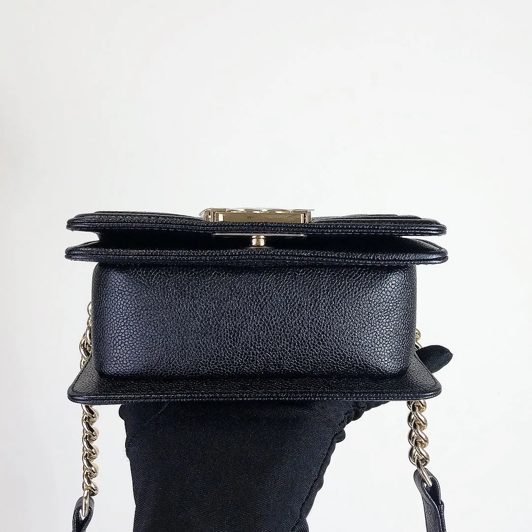 Chanel LeBoy Mini Chevron Black Caviar/Grained Calfskin Gold-tone Hardware