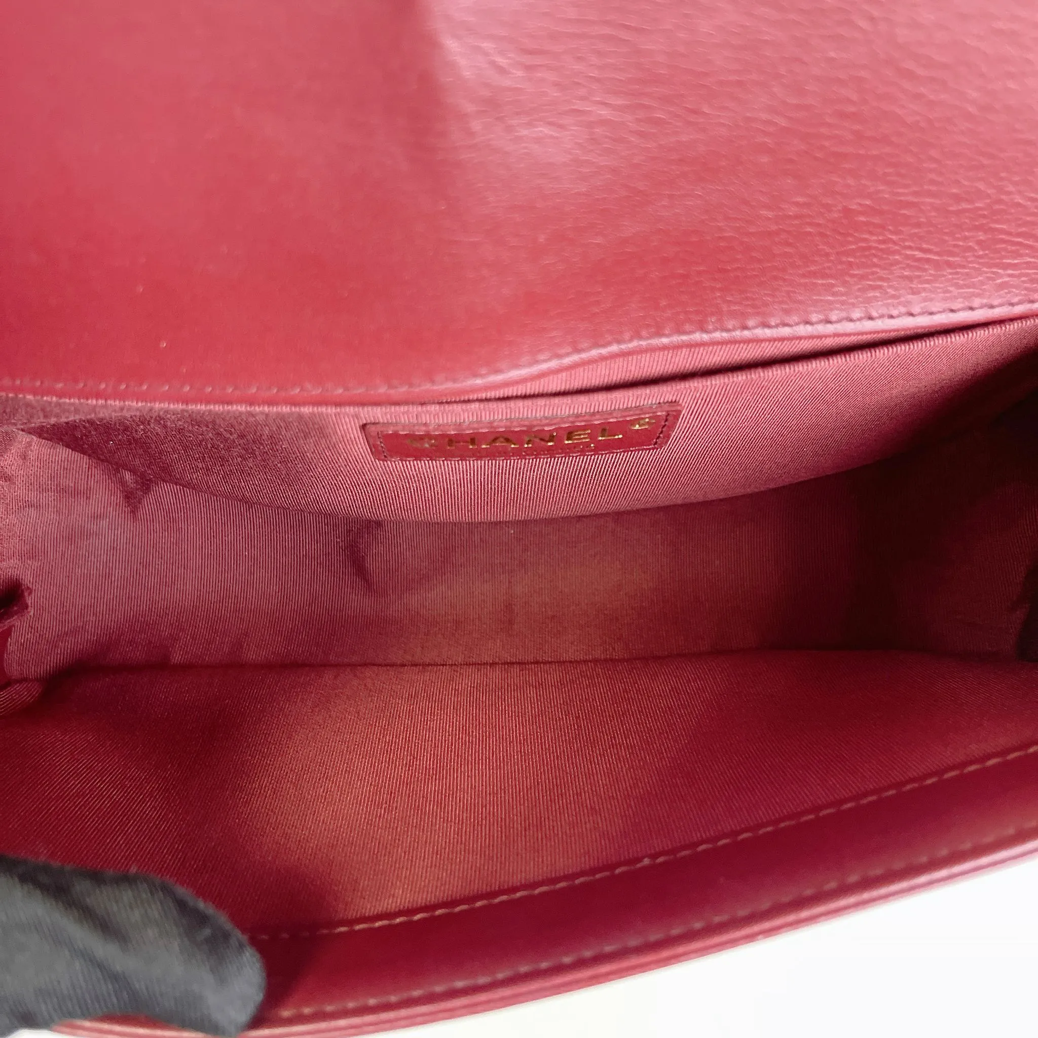 Chanel LeBoy Old Medium Dark Red Calfskin, Aged Gold-tone Hardware