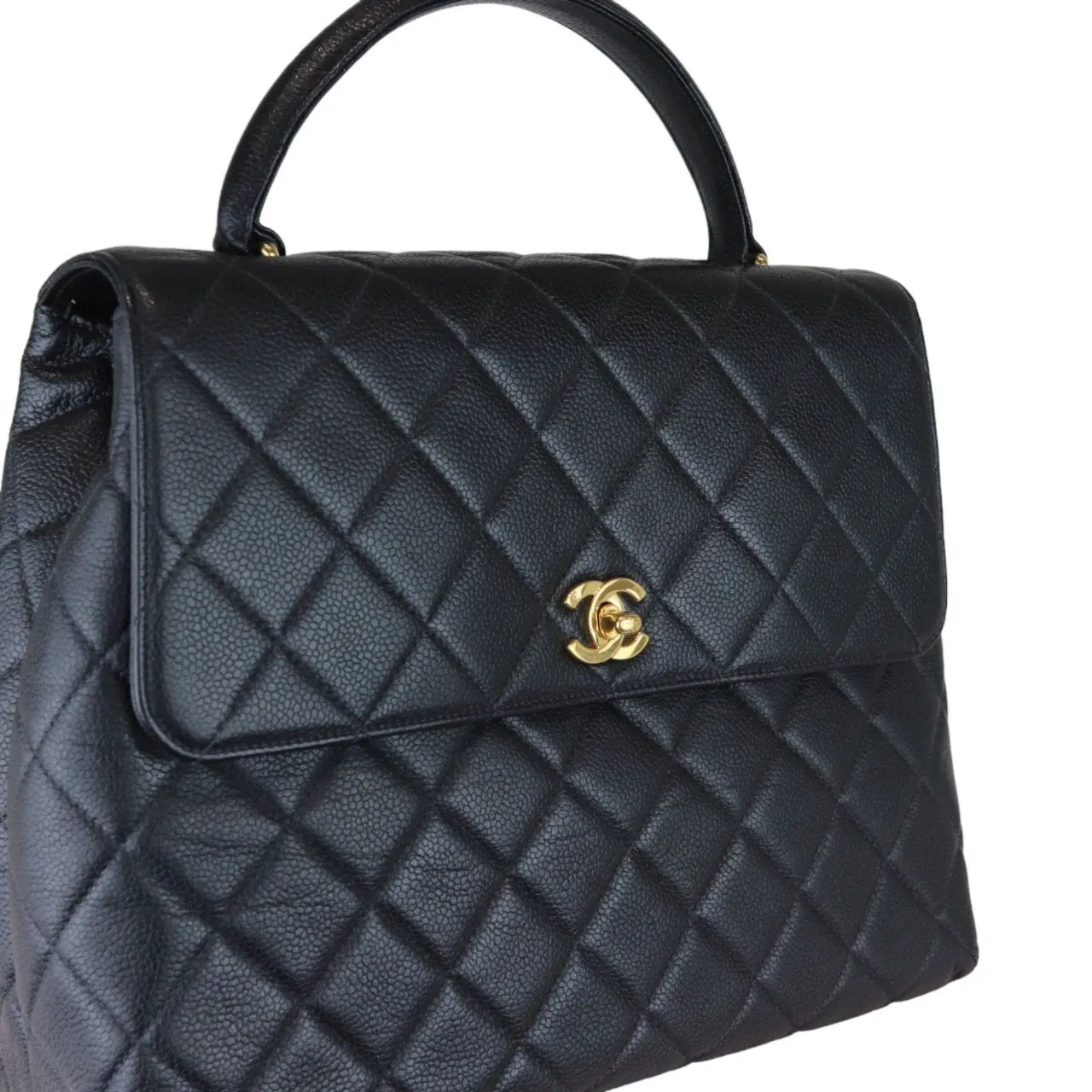 CHANEL Vintage Kelly Flap Caviar Black 24k GHW
