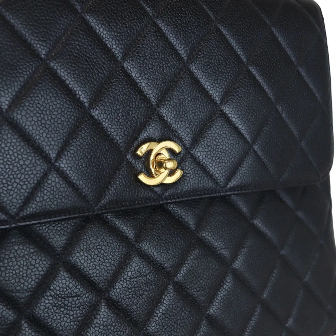 CHANEL Vintage Kelly Flap Caviar Black 24k GHW
